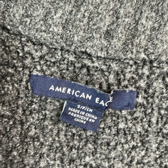 AMERICAN EAGLE Waffle Knit Sweater Dark Grey Crewneck Coastal Baggy Grunge Small - Picture 7 of 11